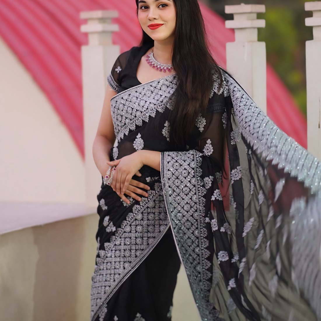 Gorgeous Black color Banarashi Premium saree (RBB-20) - Image 3