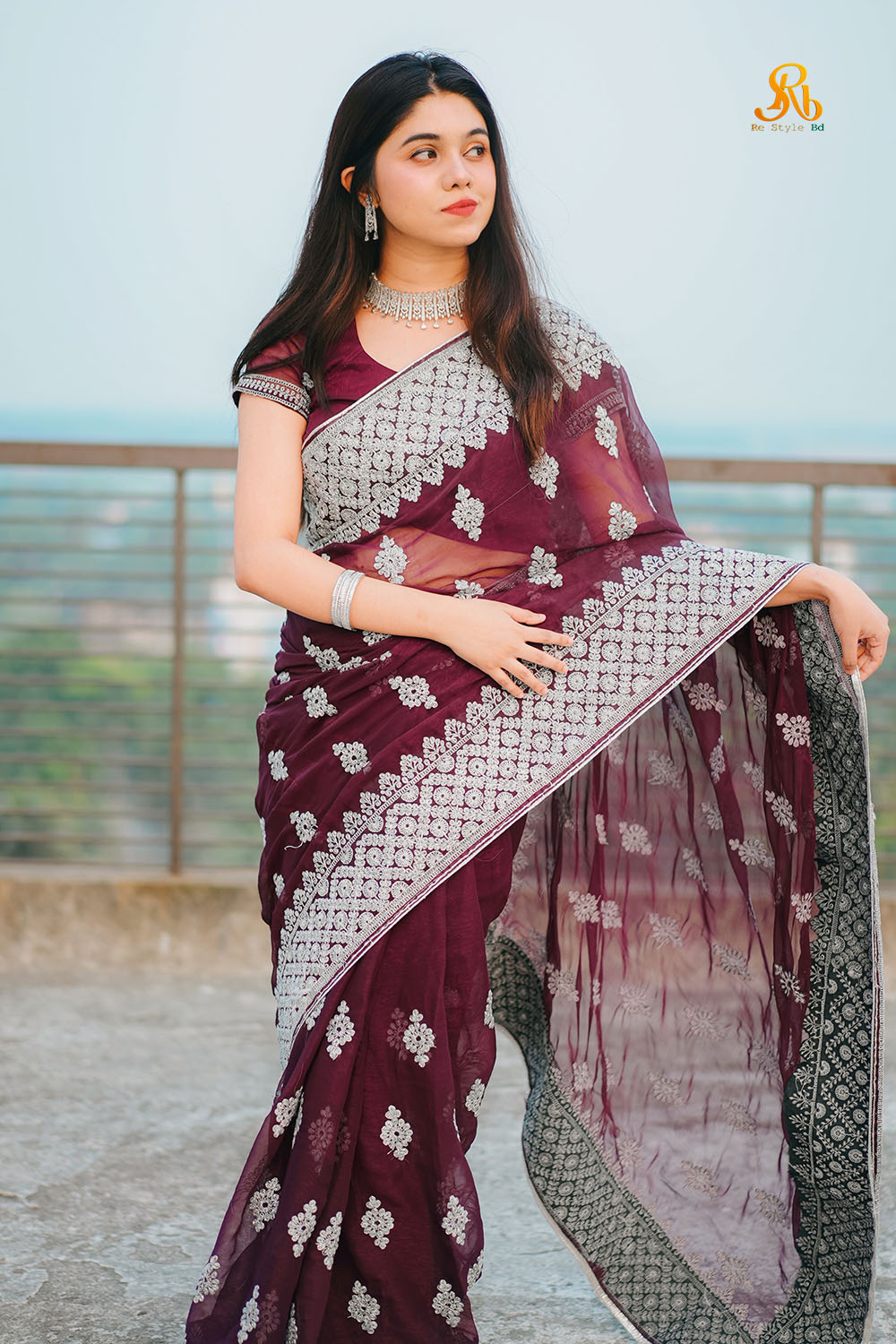 Gorgeous Maroon and silver color banarashi saree (RBM-21)
