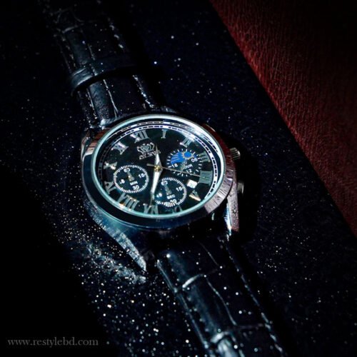 Olevs Luxury Fashion Quartz Analog Watch Black (RBB-60)